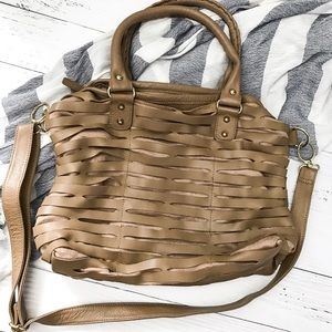 Romygold | Biker Slash Mini Tan Leather Tote Bag